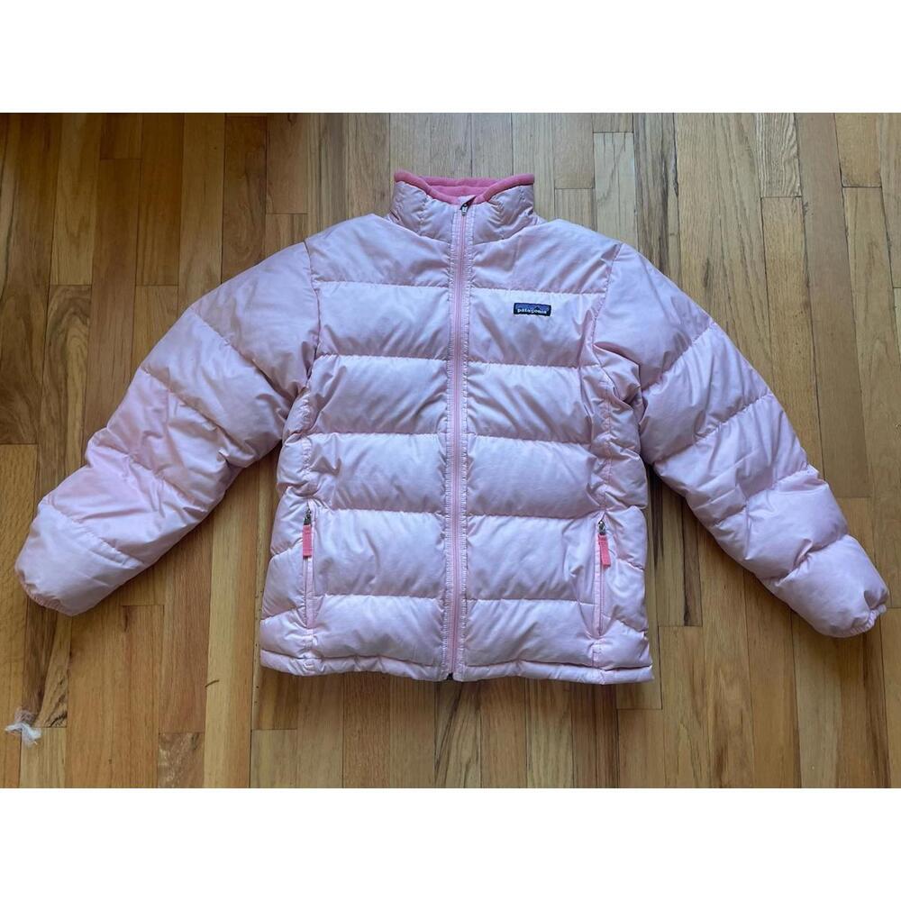 Patagonia Puffer Goose Down Pink Full Zip Jacket Kids Size XL (14)